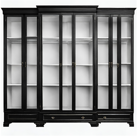 Wood Bookcase in Two Tone Distressed Black